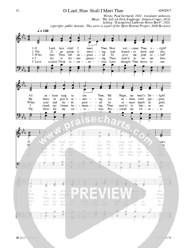 O Lord, How Shall I Meet Thee Hymn Sheet (SATB) (Traditional Hymn)