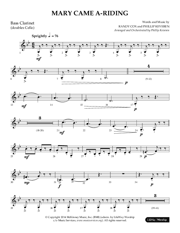 Mary Came A Riding (Choral Anthem SATB) Bass Clarinet (Arr. Philip Keveren)