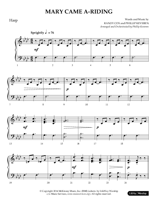 Mary Came A Riding (Choral Anthem SATB) Harp (Arr. Phillip Keveren)