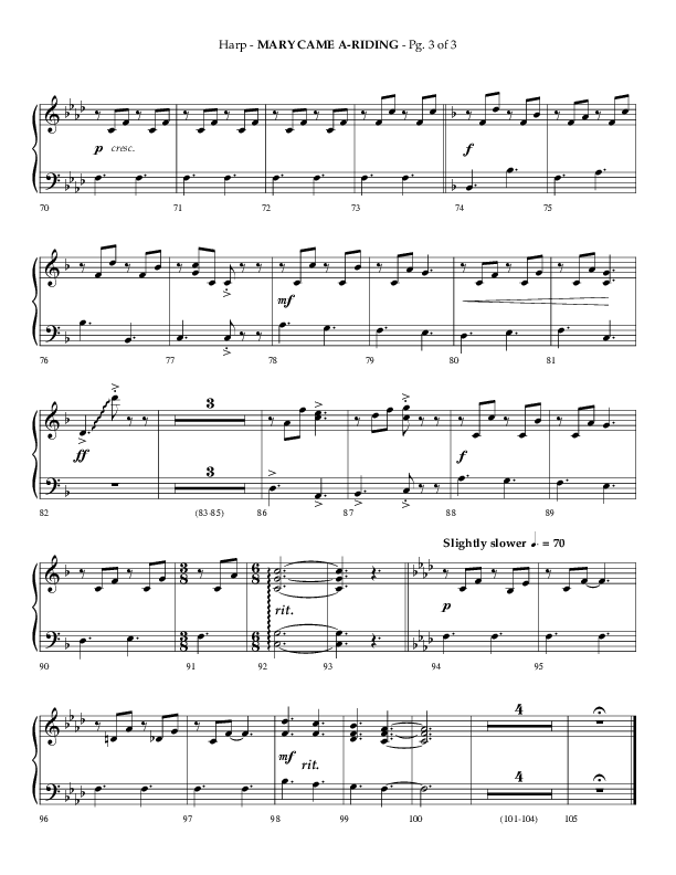 Mary Came A Riding (Choral Anthem SATB) Harp (Arr. Phillip Keveren)