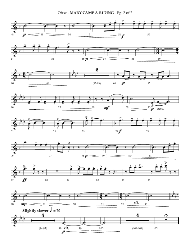 Mary Came A Riding (Choral Anthem SATB) Oboe (Arr. Philip Keveren)