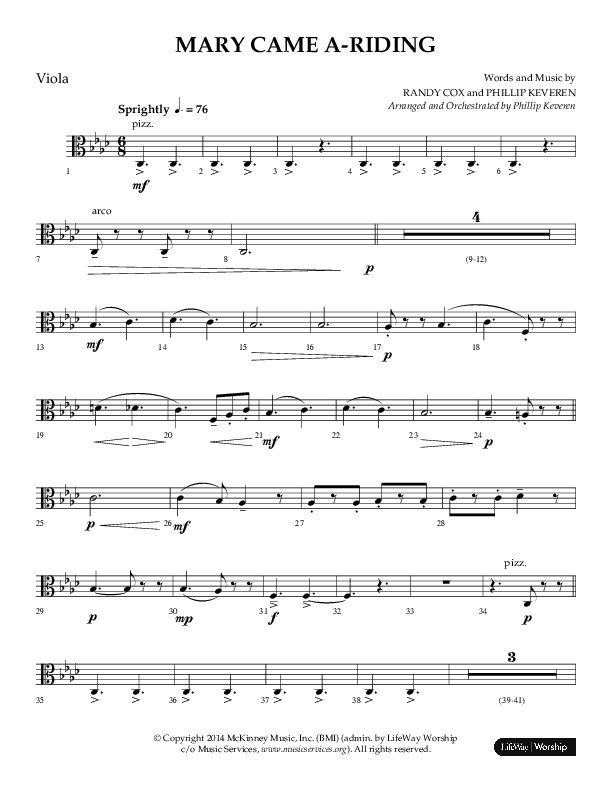 Mary Came A Riding (Choral Anthem SATB) Viola (Arr. Phillip Keveren)
