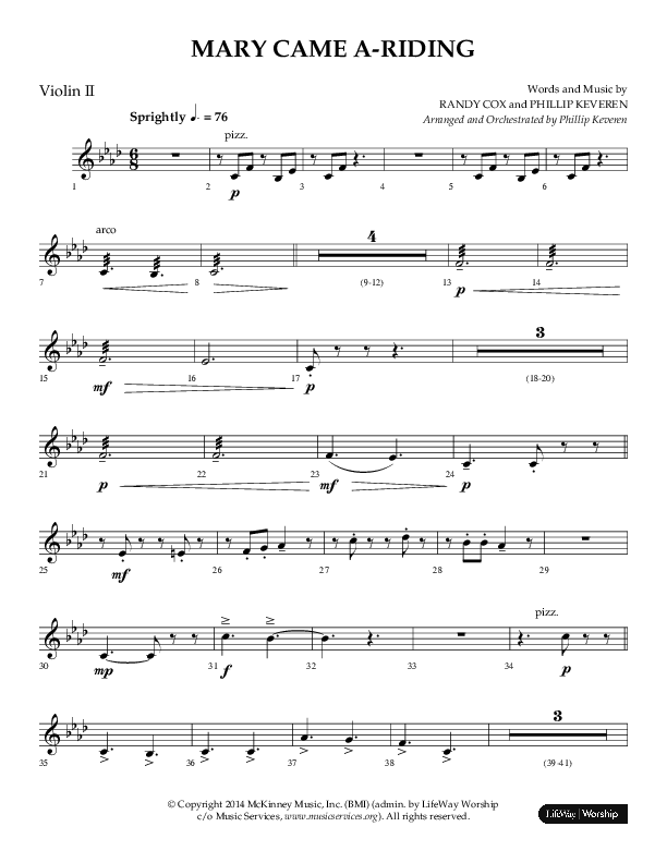 Mary Came A Riding (Choral Anthem SATB) Violin 2 (Arr. Phillip Keveren)
