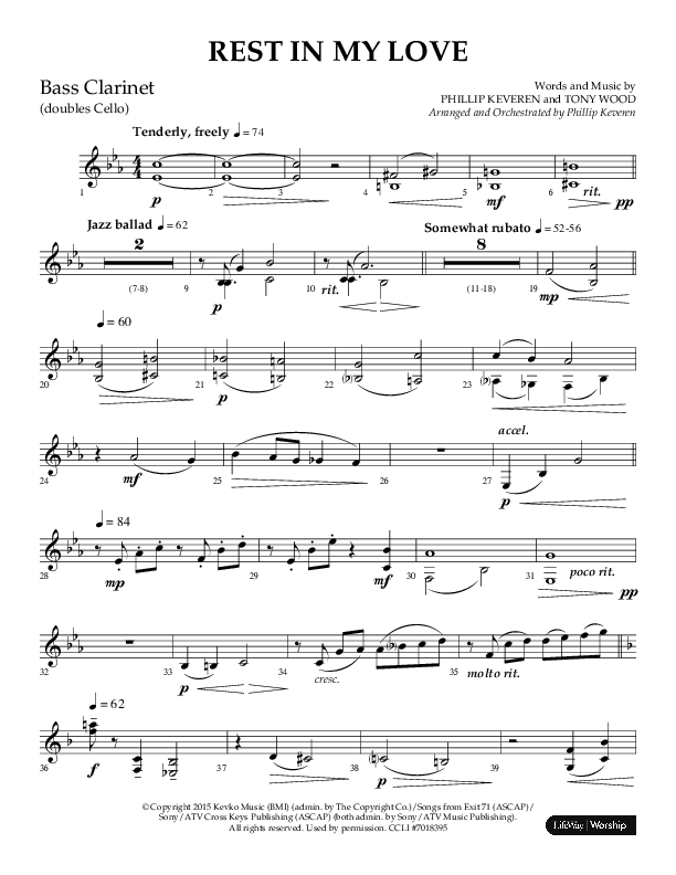 Rest In My Love (Choral Anthem SATB) Bass Clarinet (Arr. Philip Keveren)