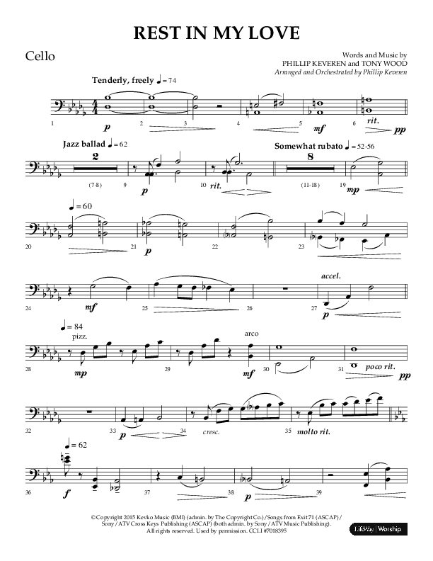 Rest In My Love (Choral Anthem SATB) Cello (Arr. Philip Keveren)