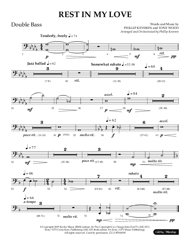 Rest In My Love (Choral Anthem SATB) Double Bass (Arr. Philip Keveren)
