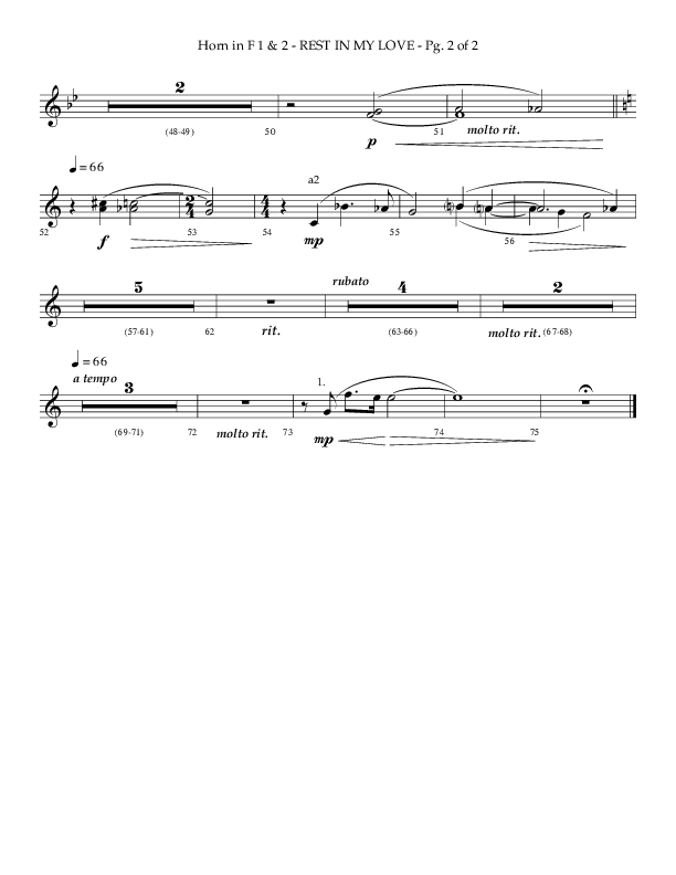 Rest In My Love (Choral Anthem SATB) French Horn 1/2 (Arr. Phillip Keveren)