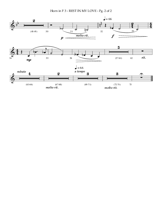 Rest In My Love (Choral Anthem SATB) French Horn 3 (Arr. Phillip Keveren)