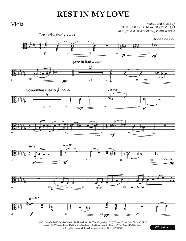 Rest In My Love (Choral Anthem SATB) Viola (Arr. Phillip Keveren)