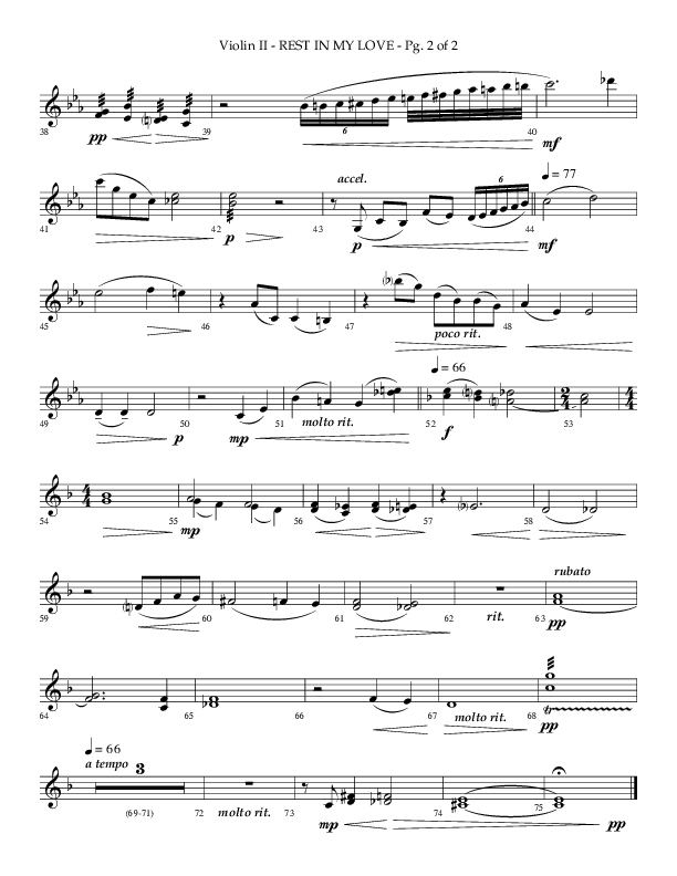 Rest In My Love (Choral Anthem SATB) Violin 2 (Arr. Philip Keveren)