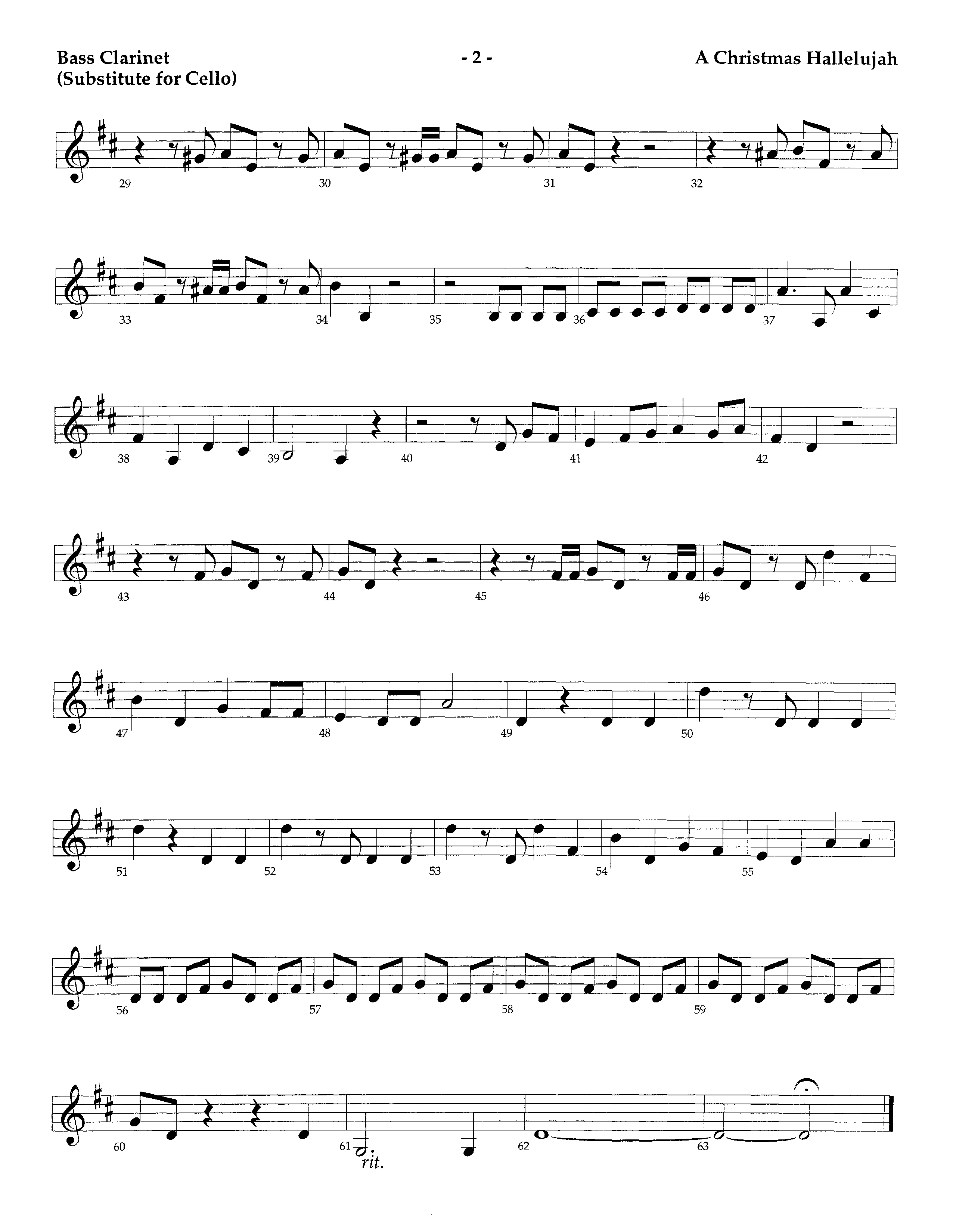 A Christmas Hallelujah (Instrumental) Bass Clarinet (Lifeway Worship / Orch. Richard Kingsmore / Arr. Tom Fettke)