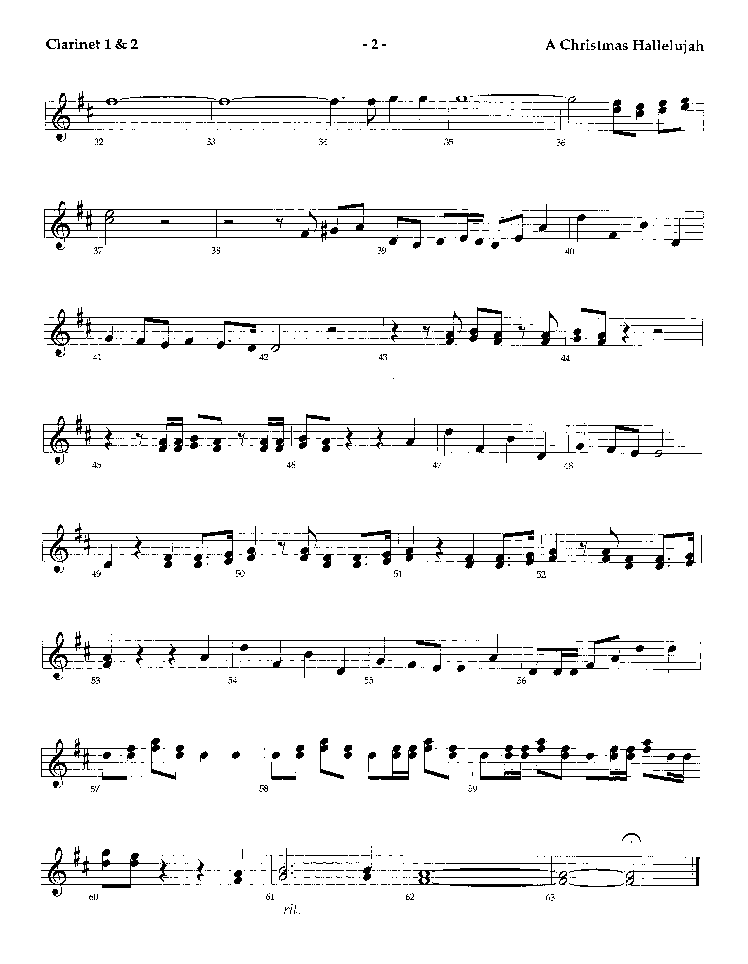 A Christmas Hallelujah (Instrumental) Clarinet 1/2 (Lifeway Worship / Orch. Richard Kingsmore / Arr. Tom Fettke)