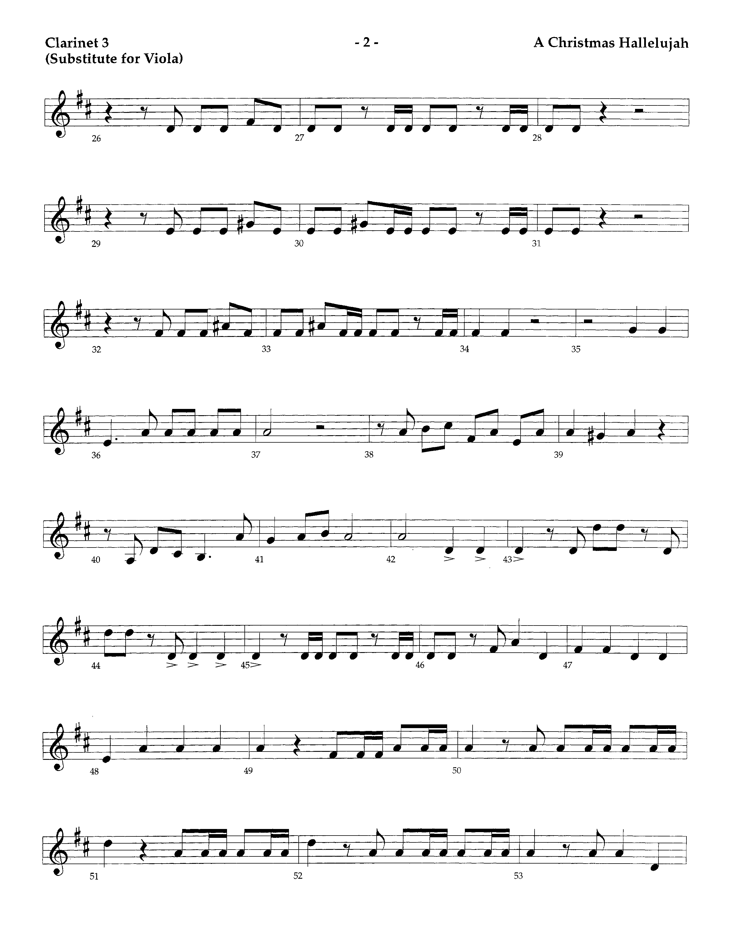 A Christmas Hallelujah (Instrumental) Clarinet 3 (Lifeway Worship / Orch. Richard Kingsmore / Arr. Tom Fettke)