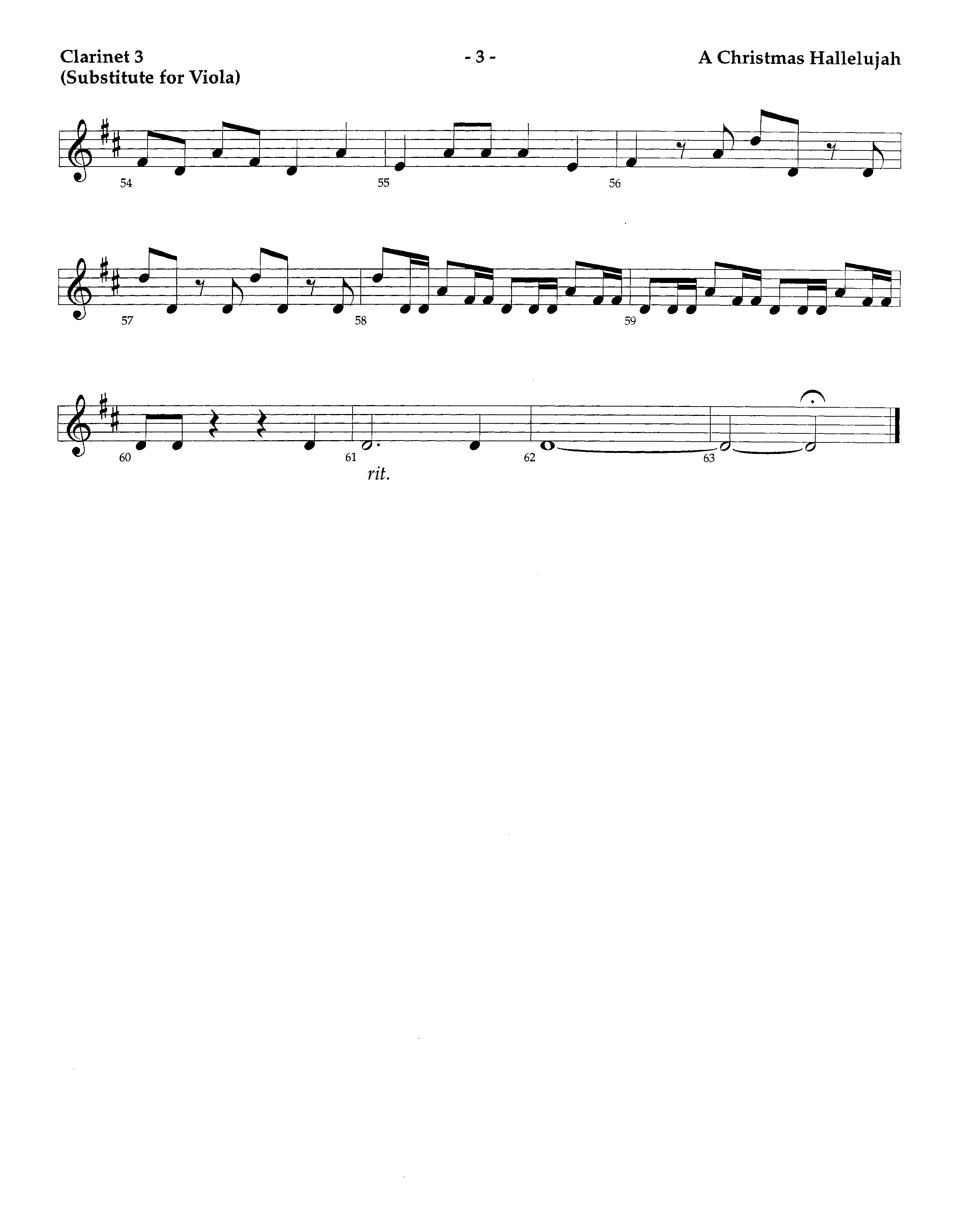 A Christmas Hallelujah (Instrumental) Clarinet 3 (Lifeway Worship / Orch. Richard Kingsmore / Arr. Tom Fettke)