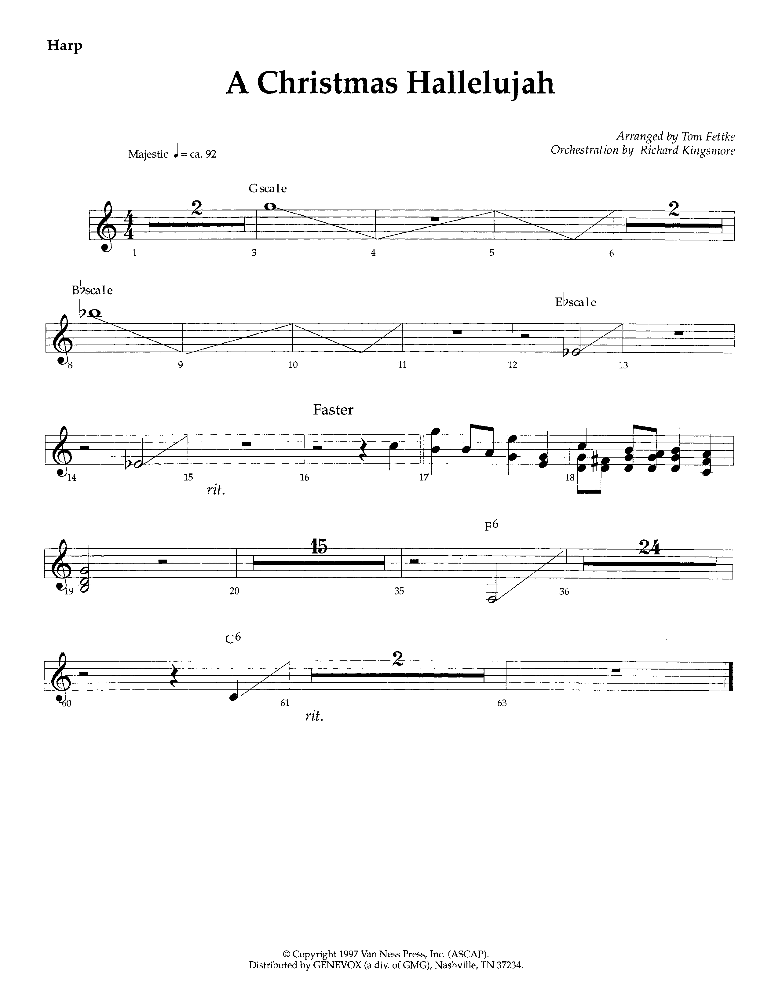 A Christmas Hallelujah (Instrumental) Harp (Lifeway Worship / Orch. Richard Kingsmore / Arr. Tom Fettke)