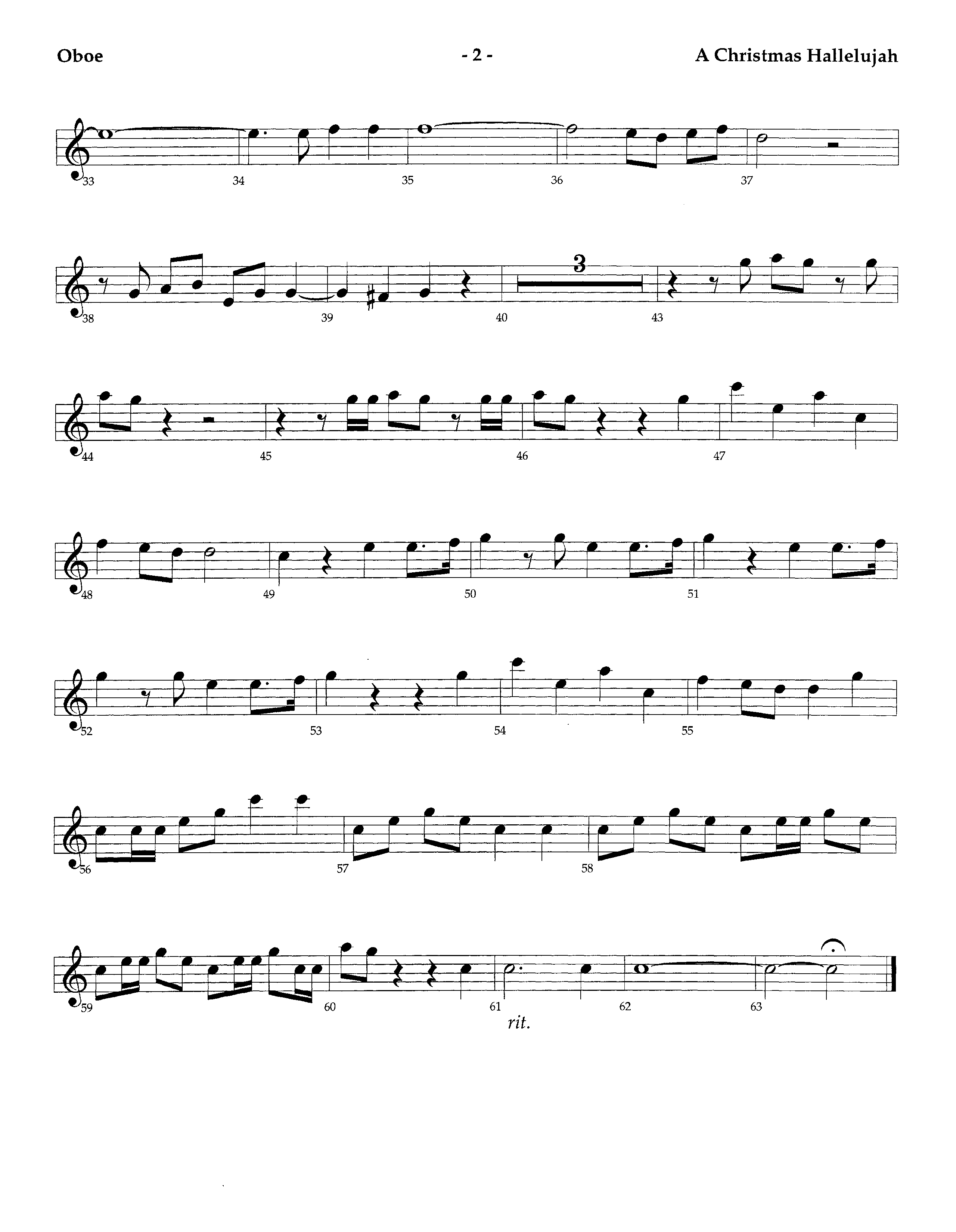 A Christmas Hallelujah (Instrumental) Oboe (Lifeway Worship / Orch. Richard Kingsmore / Arr. Tom Fettke)