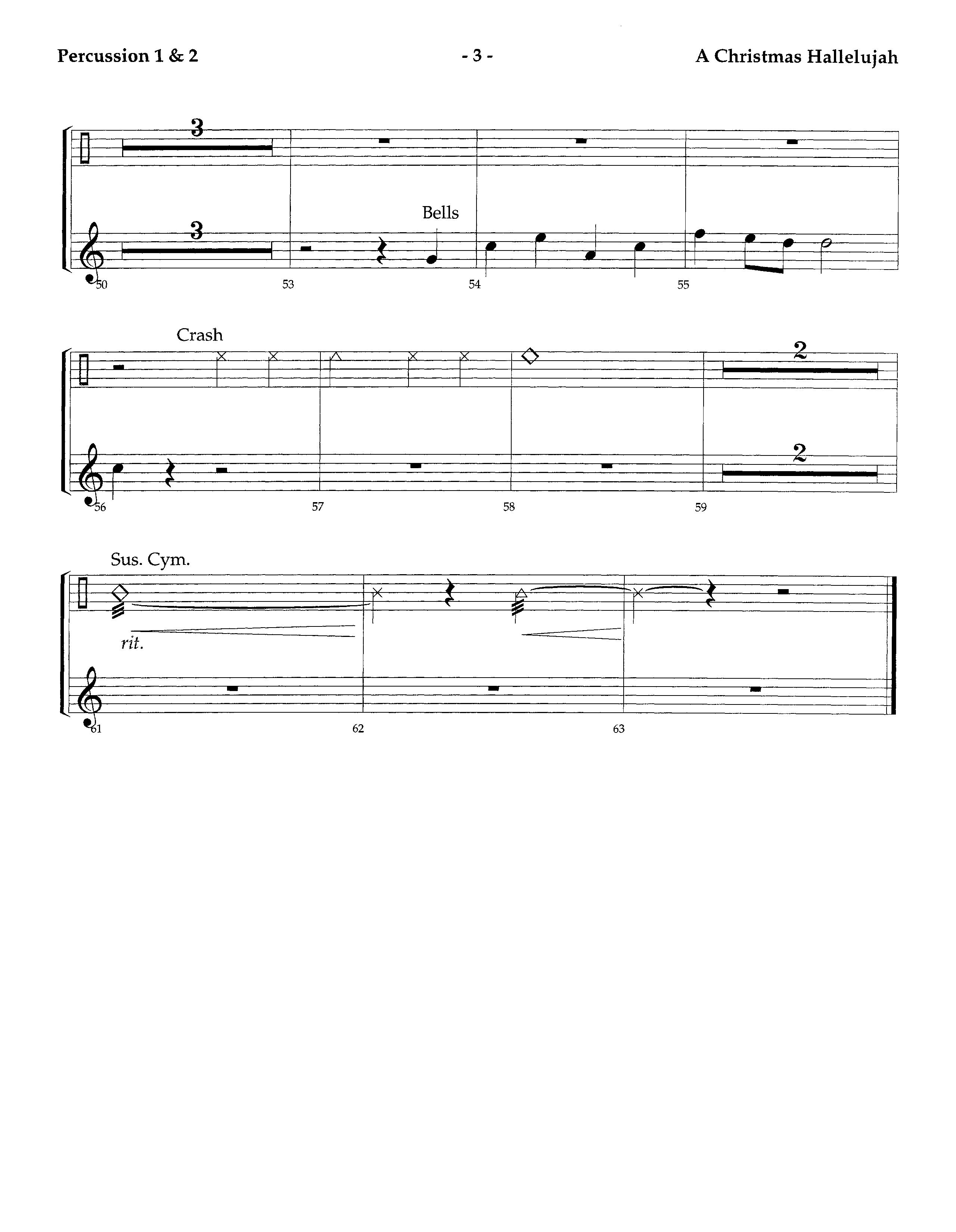 A Christmas Hallelujah (Instrumental) Percussion 1/2 (Lifeway Worship / Orch. Richard Kingsmore / Arr. Tom Fettke)
