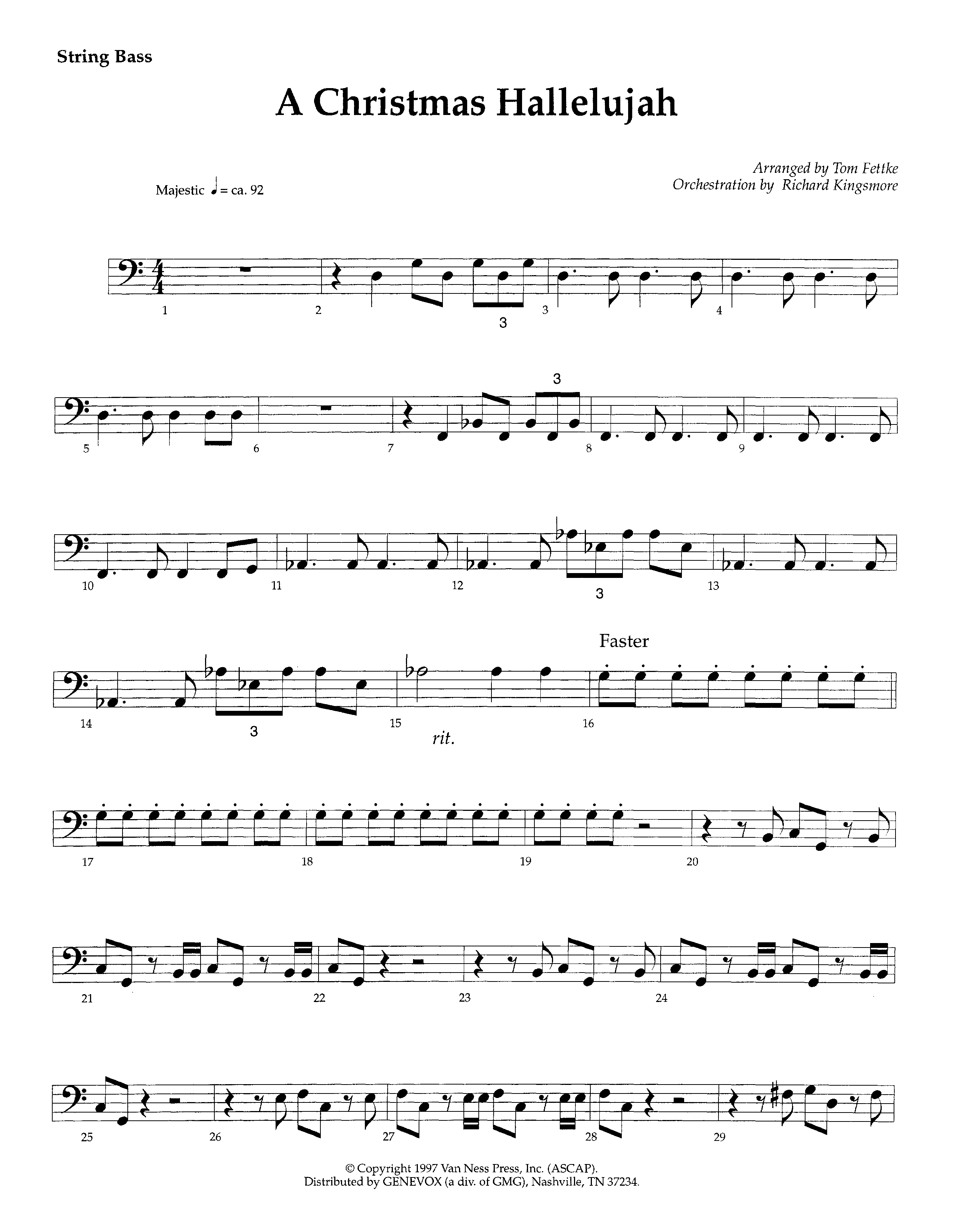 A Christmas Hallelujah (Instrumental) String Bass (Lifeway Worship / Orch. Richard Kingsmore / Arr. Tom Fettke)
