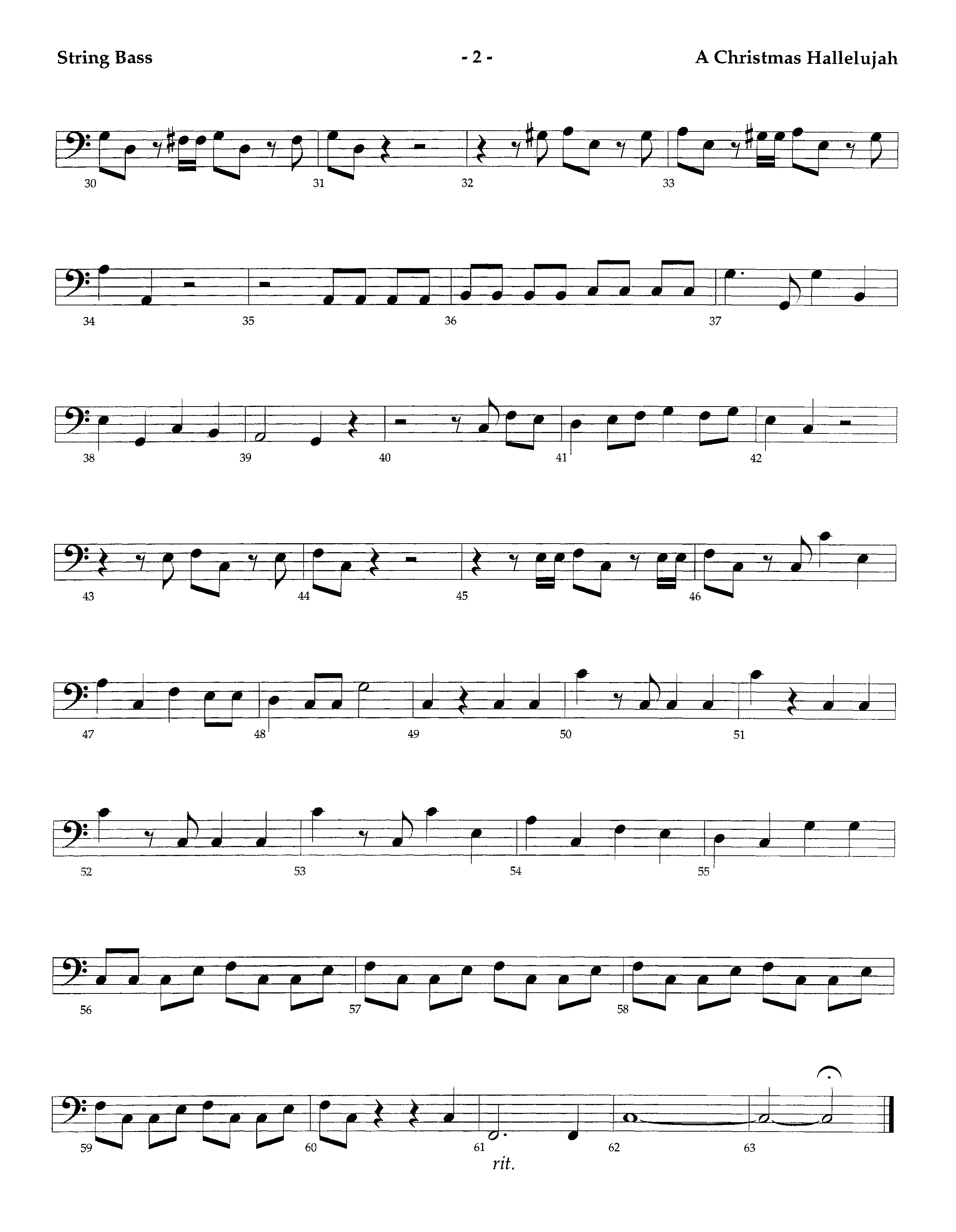 A Christmas Hallelujah (Instrumental) String Bass (Lifeway Worship / Orch. Richard Kingsmore / Arr. Tom Fettke)