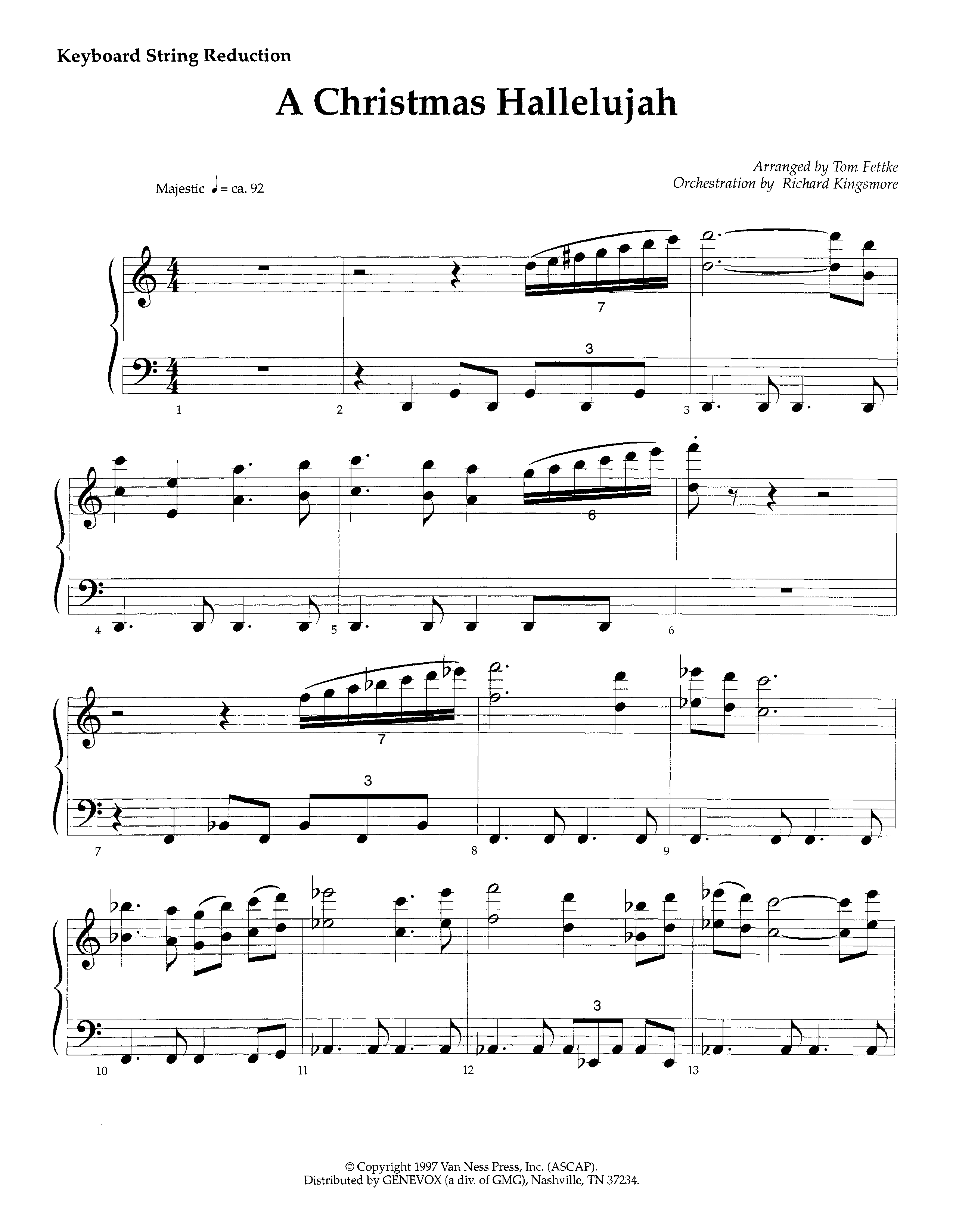 A Christmas Hallelujah (Instrumental) String Reduction (Lifeway Worship / Orch. Richard Kingsmore / Arr. Tom Fettke)