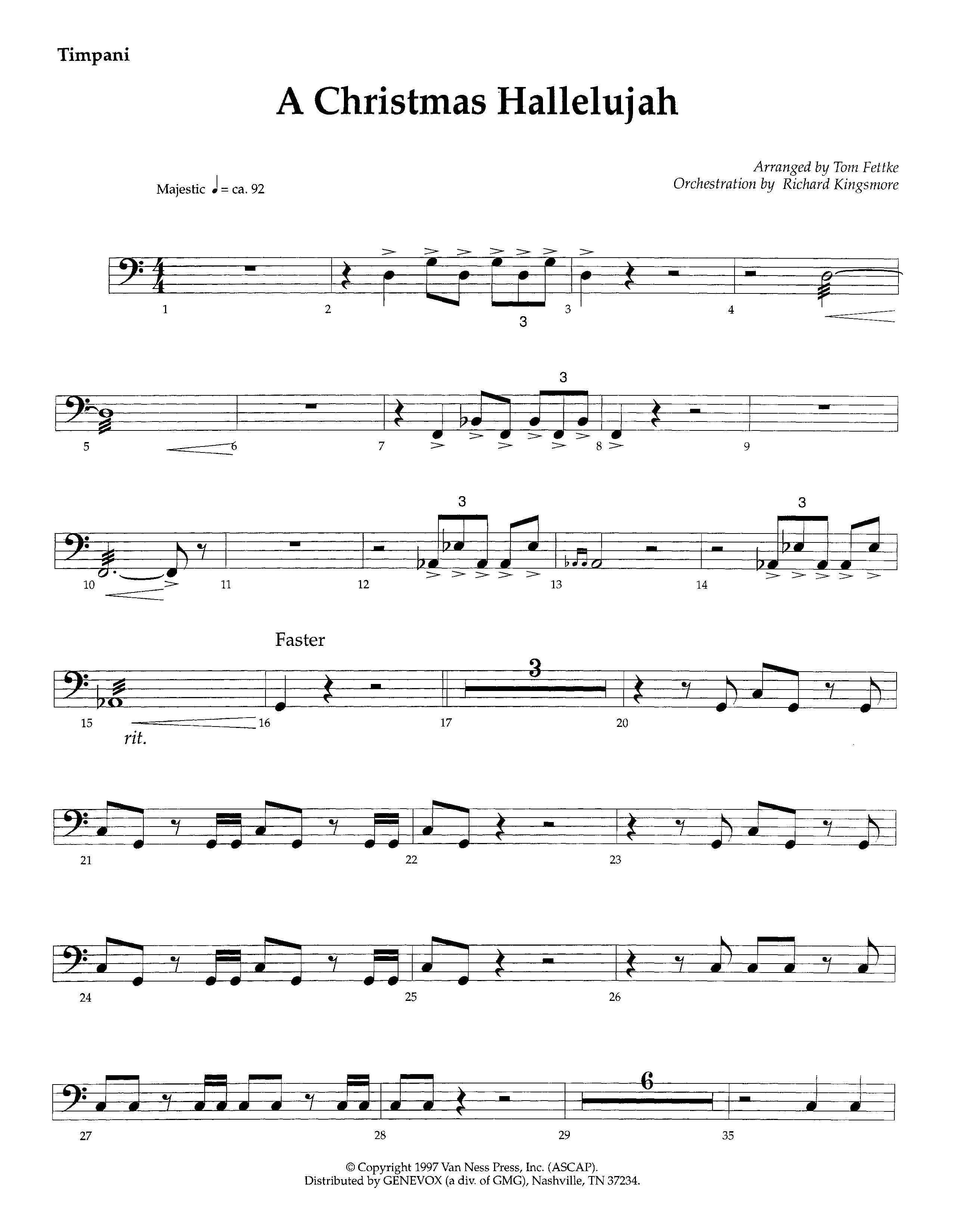 A Christmas Hallelujah (Instrumental) Timpani (Lifeway Worship / Orch. Richard Kingsmore / Arr. Tom Fettke)