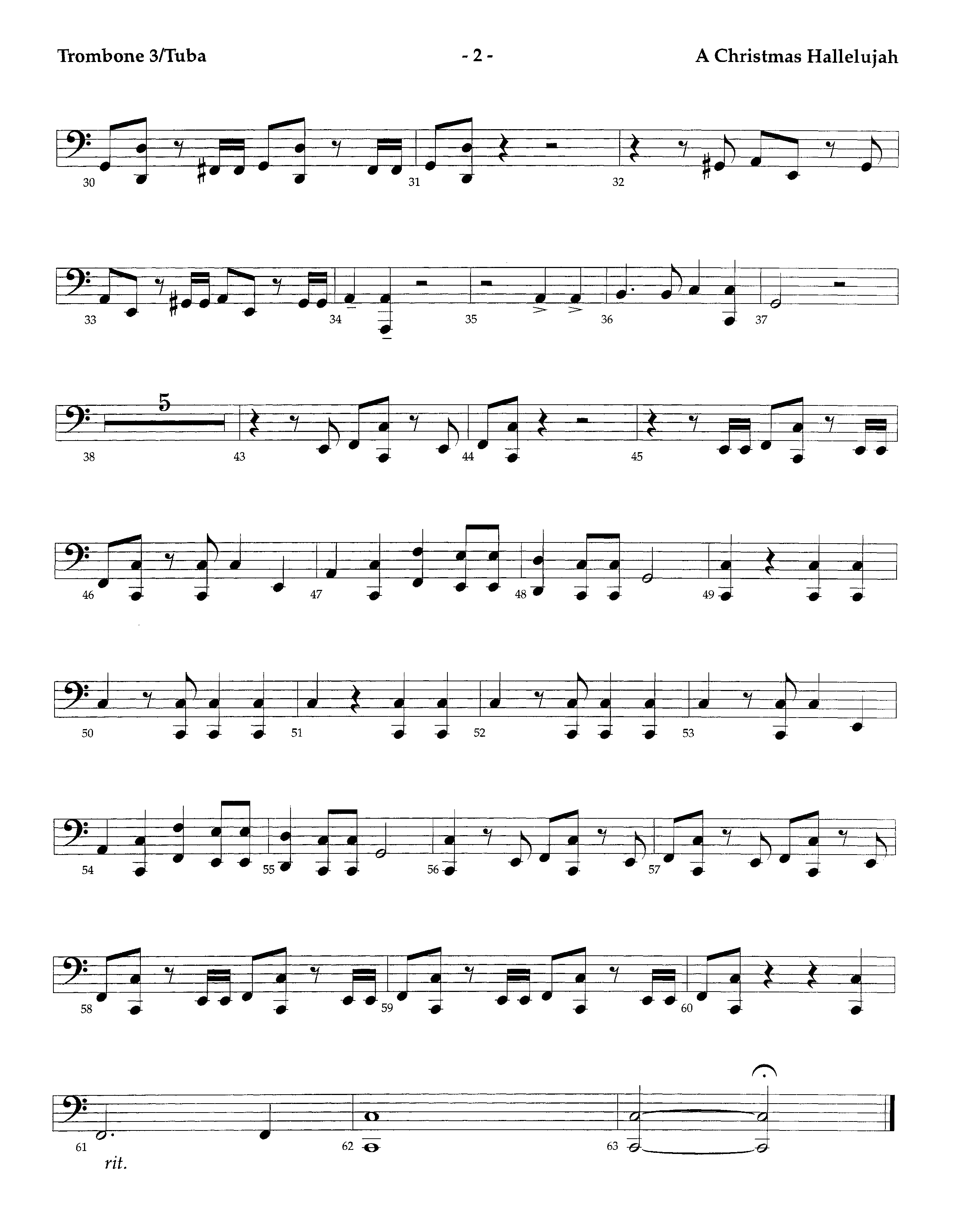 A Christmas Hallelujah (Instrumental) Trombone 3/Tuba (Lifeway Worship / Orch. Richard Kingsmore / Arr. Tom Fettke)