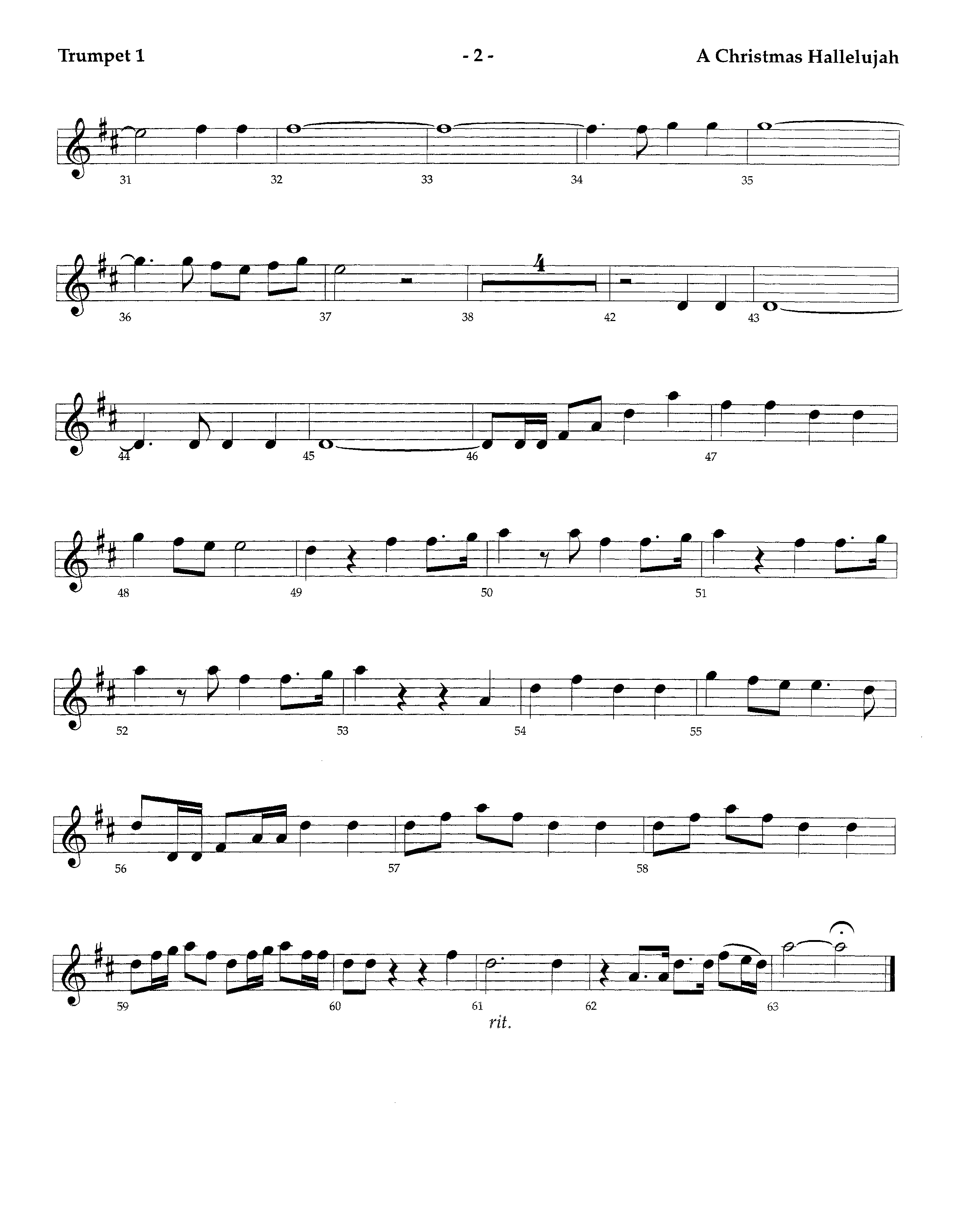 A Christmas Hallelujah (Instrumental) Trumpet 1 (Lifeway Worship / Orch. Richard Kingsmore / Arr. Tom Fettke)