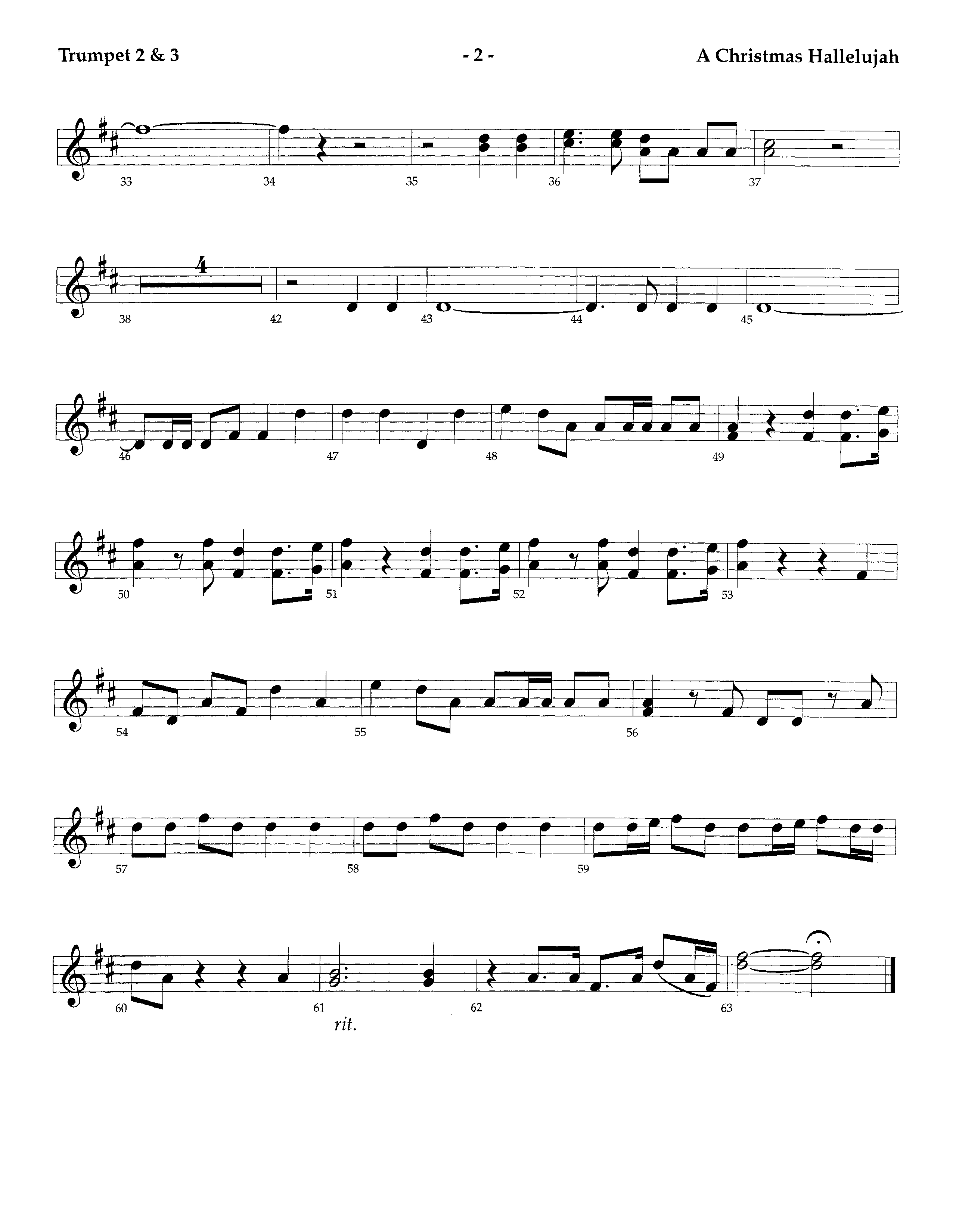 A Christmas Hallelujah (Instrumental) Trumpet 2/3 (Lifeway Worship / Orch. Richard Kingsmore / Arr. Tom Fettke)