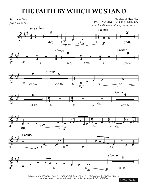 The Faith By Which We Stand (Choral Anthem SATB) Bari Sax (Lifeway Choral / Arr. Phillip Keveren)