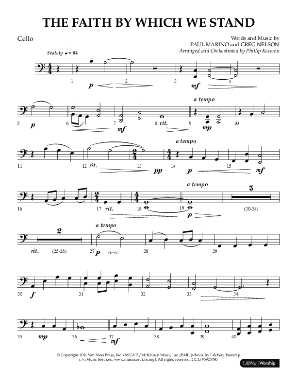 The Faith By Which We Stand (Choral Anthem SATB) Cello (Lifeway Choral / Arr. Phillip Keveren)