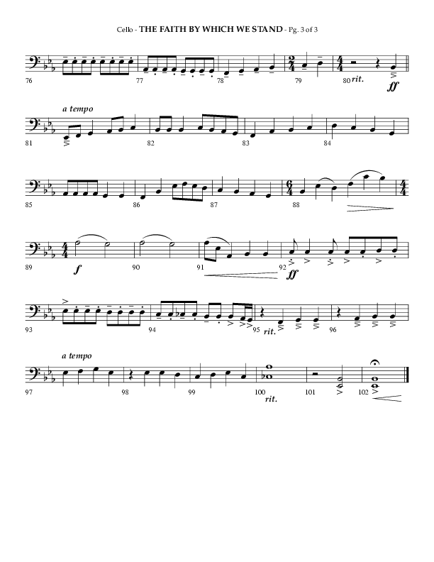 The Faith By Which We Stand (Choral Anthem SATB) Cello (Lifeway Choral / Arr. Phillip Keveren)