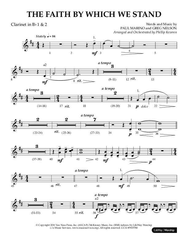 The Faith By Which We Stand (Choral Anthem SATB) Clarinet 1/2 (Lifeway Choral / Arr. Phillip Keveren)