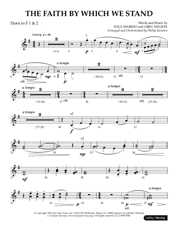 The Faith By Which We Stand (Choral Anthem SATB) French Horn 1/2 (Lifeway Choral / Arr. Phillip Keveren)