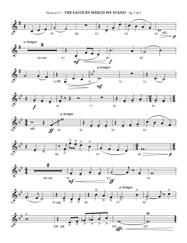 The Faith By Which We Stand (Choral Anthem SATB) French Horn 3 (Lifeway Choral / Arr. Phillip Keveren)