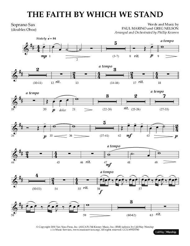 The Faith By Which We Stand (Choral Anthem SATB) Soprano Sax (Lifeway Choral / Arr. Phillip Keveren)