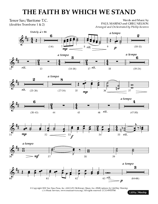 The Faith By Which We Stand (Choral Anthem SATB) Tenor Sax/Baritone T.C. (Lifeway Choral / Arr. Phillip Keveren)