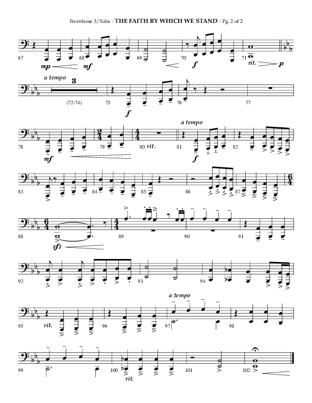 The Faith By Which We Stand (Choral Anthem SATB) Trombone 3/Tuba (Lifeway Choral / Arr. Phillip Keveren)
