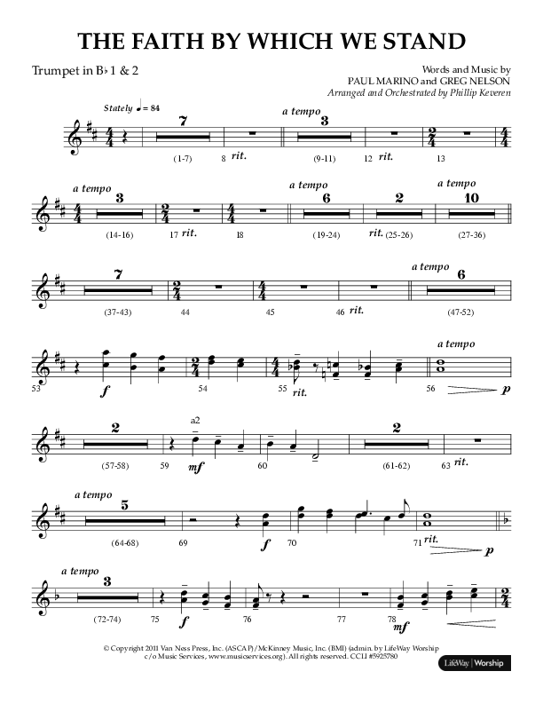 The Faith By Which We Stand (Choral Anthem SATB) Trumpet 1,2 (Lifeway Choral / Arr. Phillip Keveren)