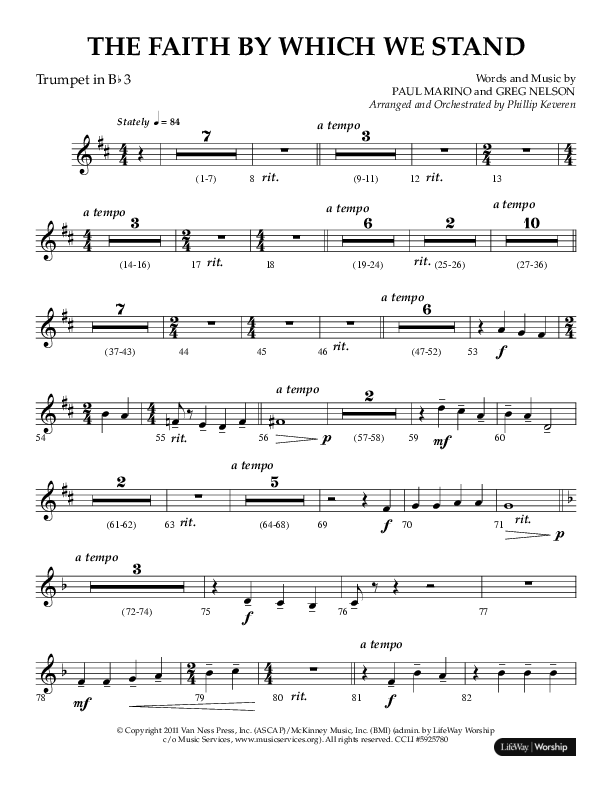 The Faith By Which We Stand (Choral Anthem SATB) Trumpet 3 (Lifeway Choral / Arr. Phillip Keveren)