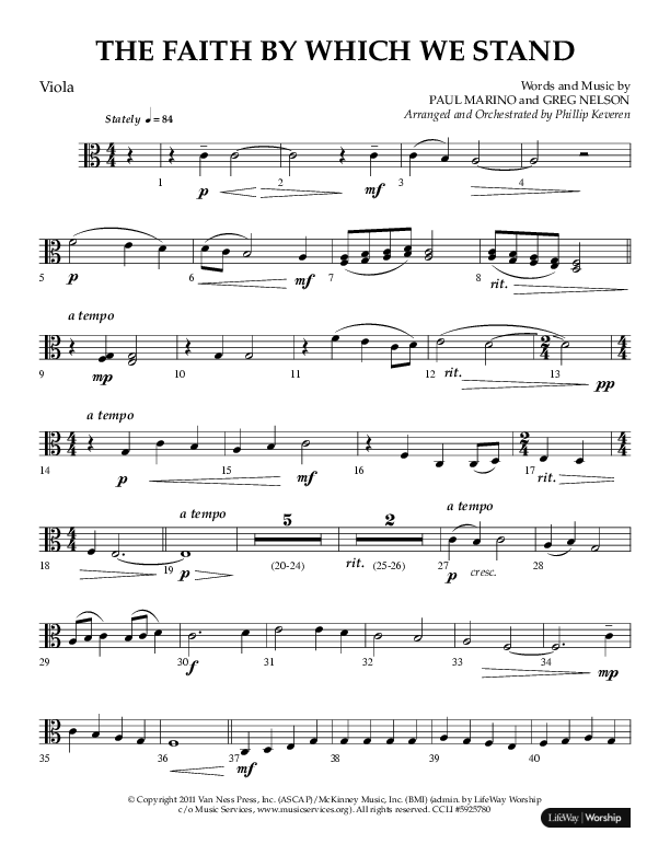 The Faith By Which We Stand (Choral Anthem SATB) Viola (Lifeway Choral / Arr. Phillip Keveren)