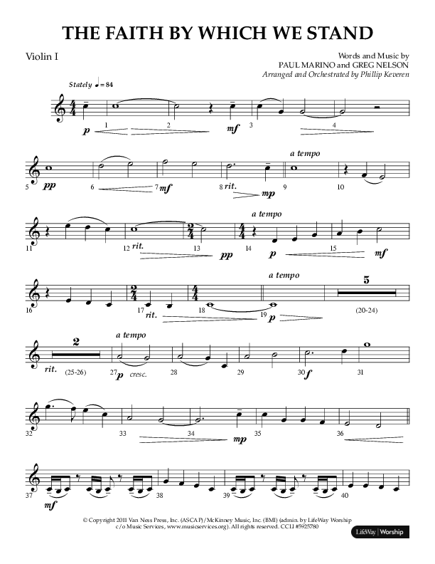The Faith By Which We Stand (Choral Anthem SATB) Violin 1 (Lifeway Choral / Arr. Phillip Keveren)