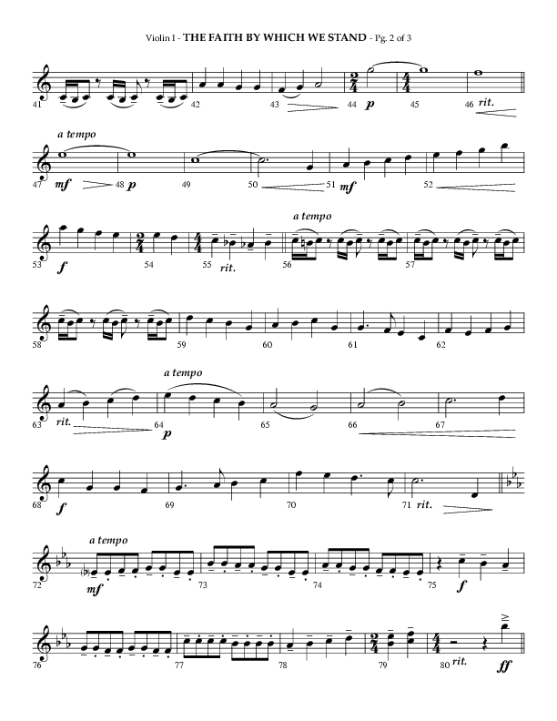 The Faith By Which We Stand (Choral Anthem SATB) Violin 1 (Lifeway Choral / Arr. Phillip Keveren)