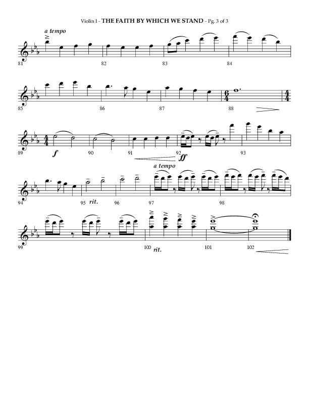 The Faith By Which We Stand (Choral Anthem SATB) Violin 1 (Lifeway Choral / Arr. Phillip Keveren)