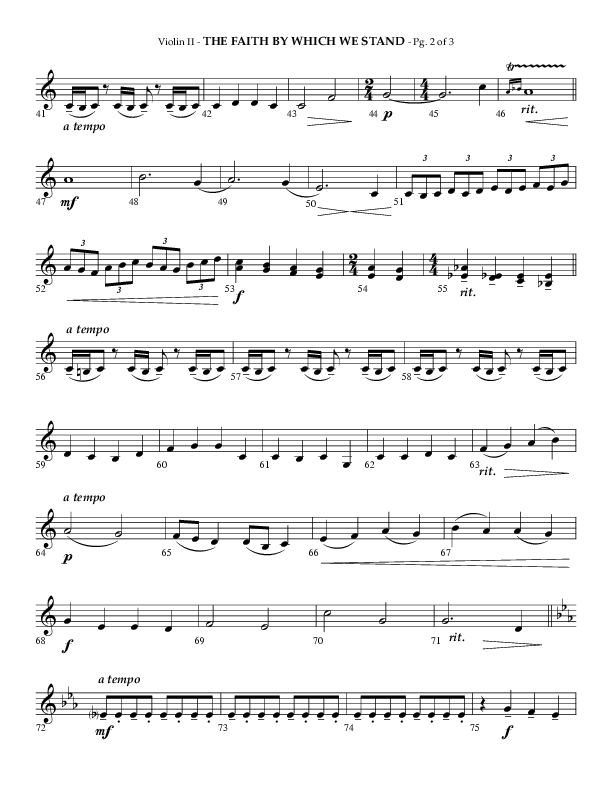 The Faith By Which We Stand (Choral Anthem SATB) Violin 2 (Lifeway Choral / Arr. Phillip Keveren)