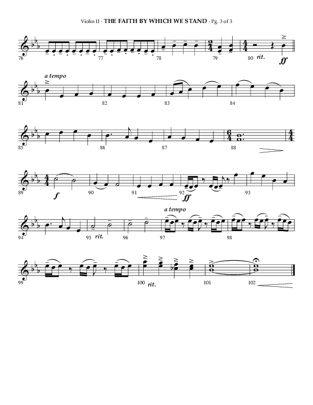 The Faith By Which We Stand (Choral Anthem SATB) Violin 2 (Lifeway Choral / Arr. Phillip Keveren)