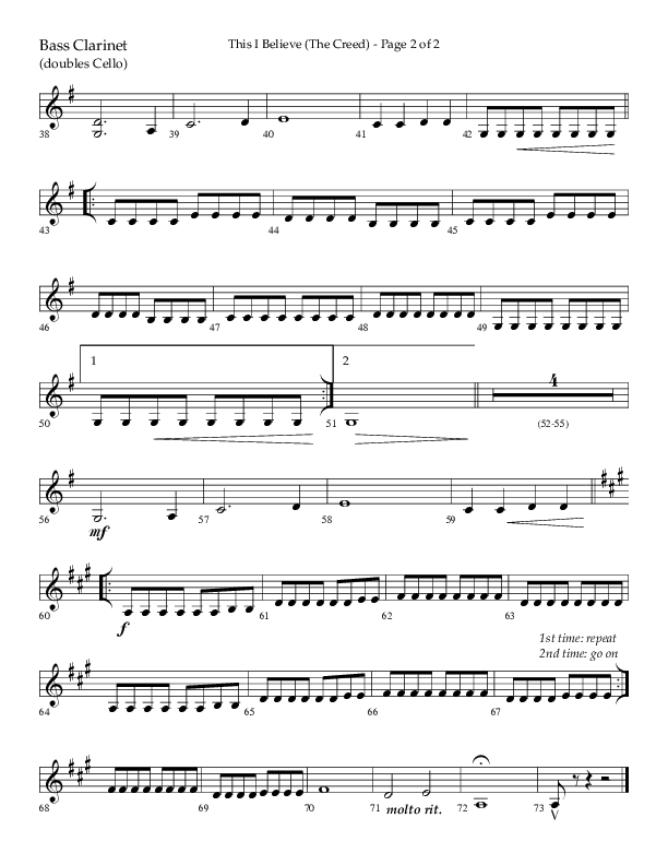 This I Believe (The Creed) (Choral Anthem SATB) Bass Clarinet (Lifeway Choral / Arr. Camp Kirkland)