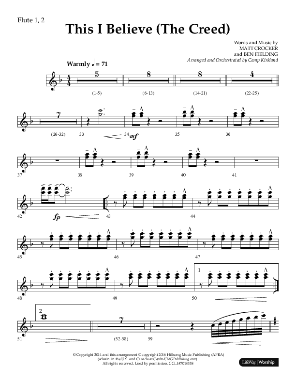 This I Believe (The Creed) (Choral Anthem SATB) Flute 1/2 (Lifeway Choral / Arr. Camp Kirkland)