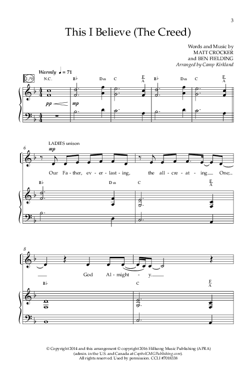 This I Believe (The Creed) (Choral Anthem SATB) Anthem (SATB/Piano) (Lifeway Choral / Arr. Camp Kirkland)