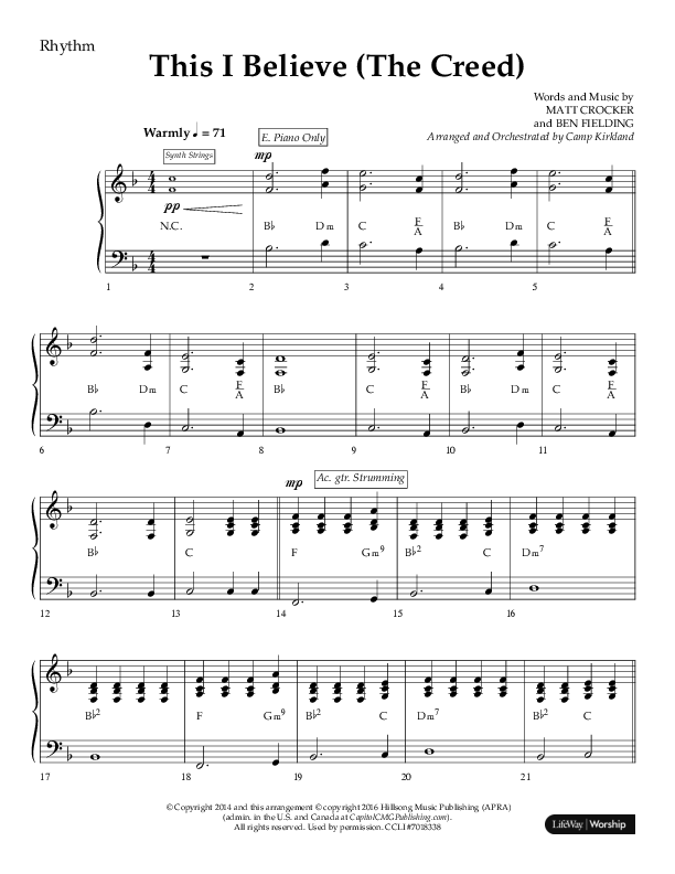 This I Believe (The Creed) (Choral Anthem SATB) Lead Melody & Rhythm (Lifeway Choral / Arr. Camp Kirkland)