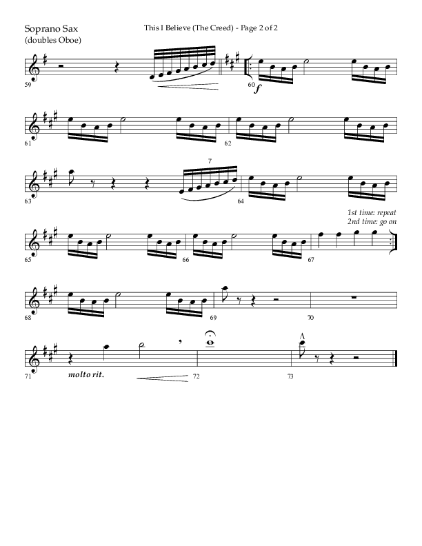 This I Believe (The Creed) (Choral Anthem SATB) Soprano Sax (Lifeway Choral / Arr. Camp Kirkland)